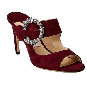 Jimmy Choo Saf 85 Suede Sandal, Plum color, size 39, worn once